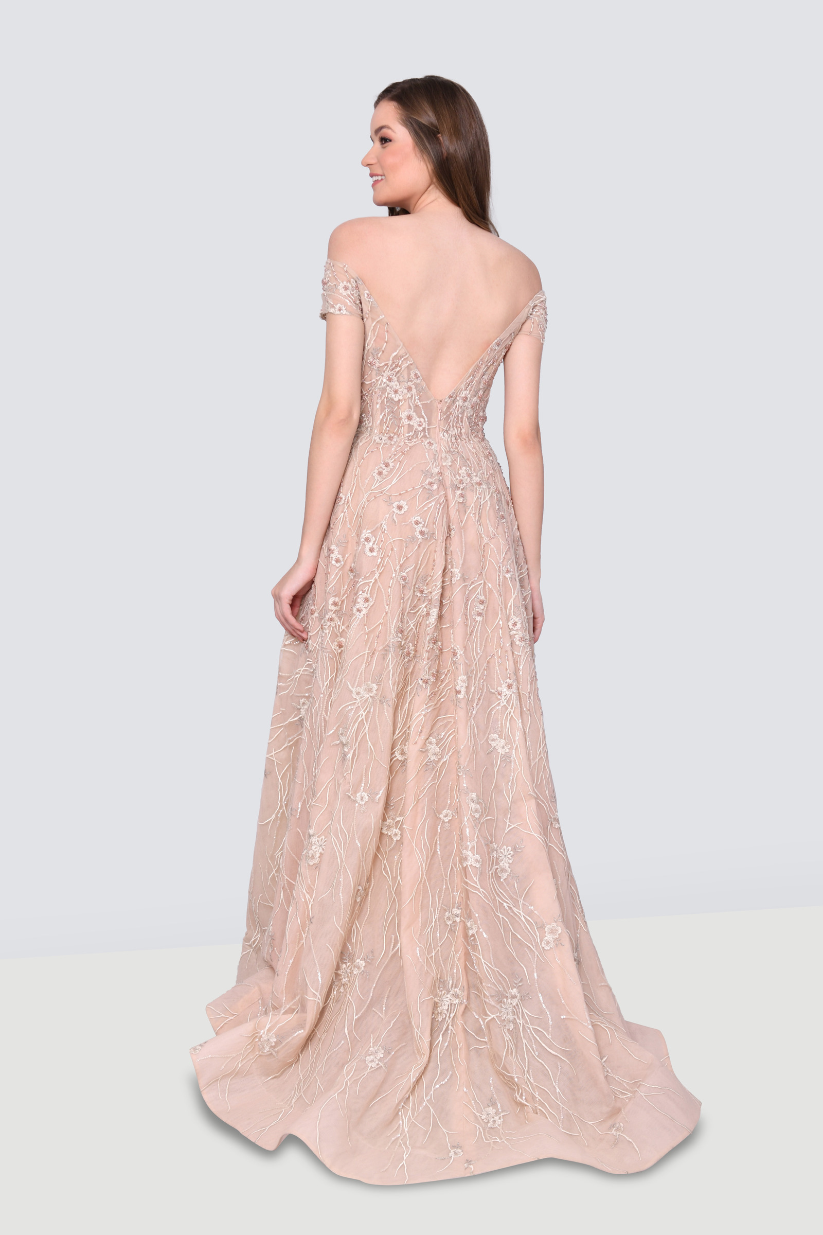 Rent Aden Floral Embellished Gown With Short Sleeves And A