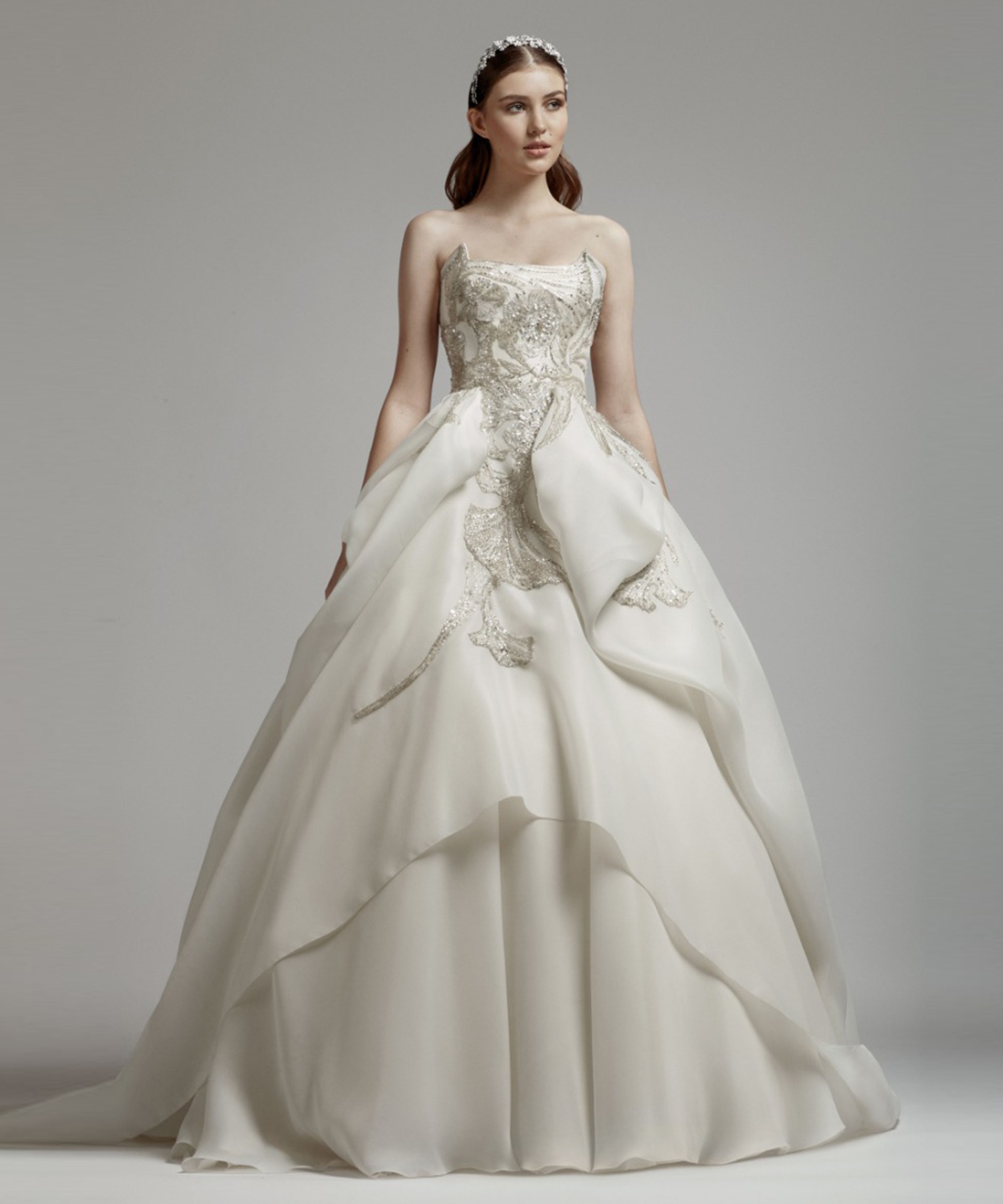 Rent BASIL SODA Strapless Layered Silk Ballgown in Lebanon