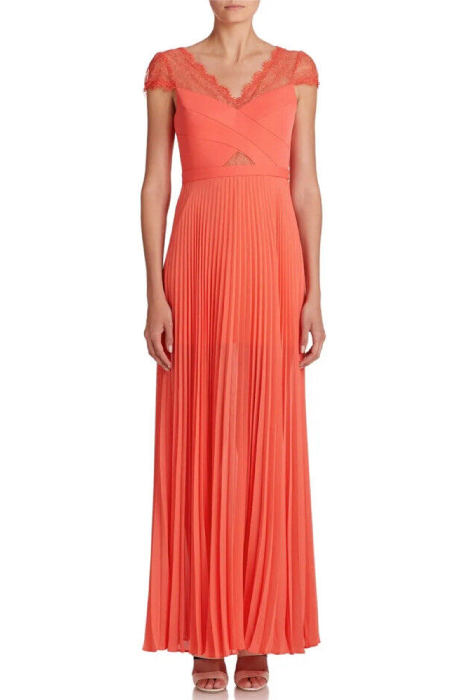 Rent BCBG MAX AZRIA Short Sleeve Lace Pleated Dress in Dubai - Designer 24