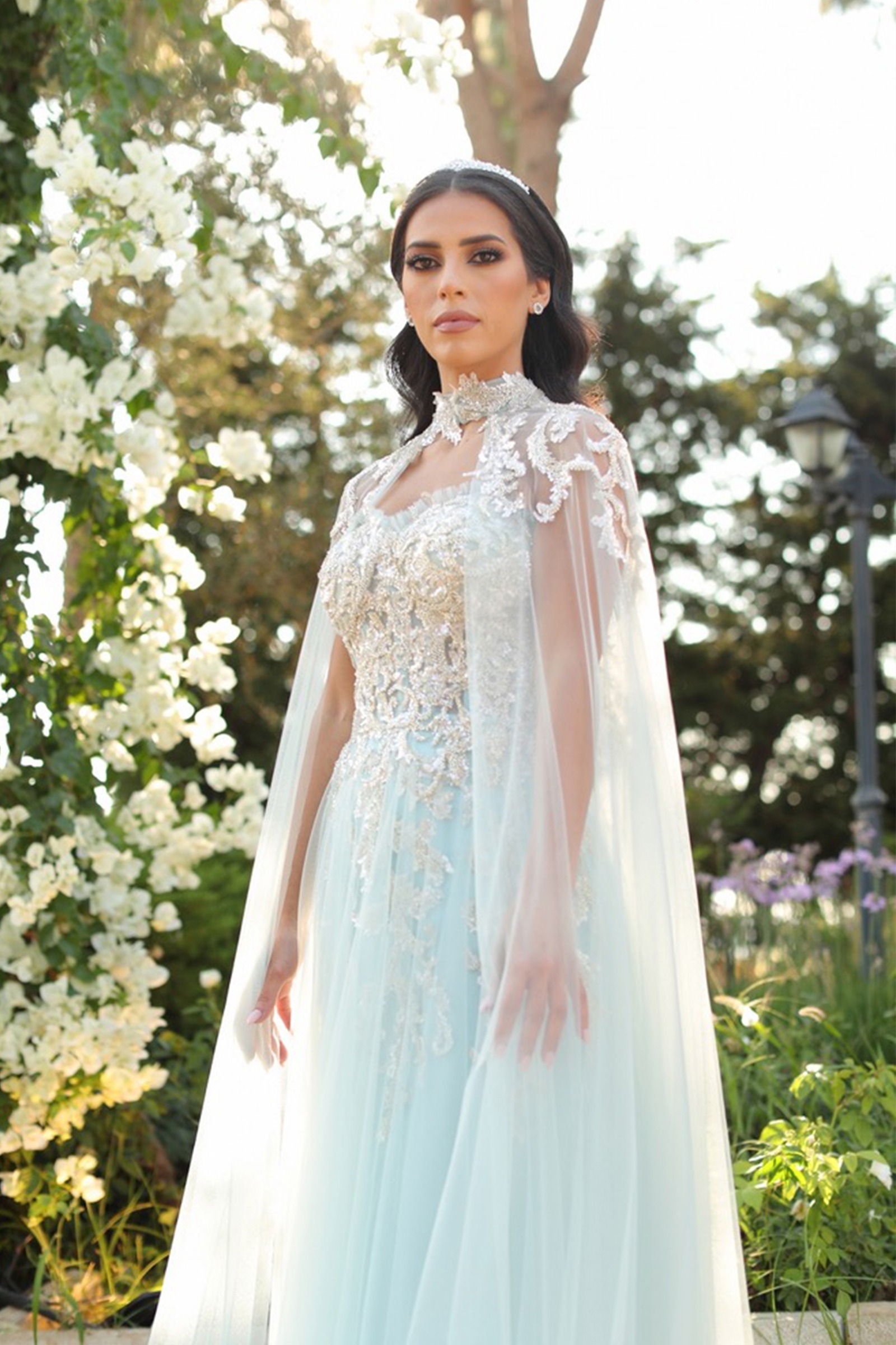 Rent BILAL EL DANA Embellished Dress With Cape in Dubai - Designer 24