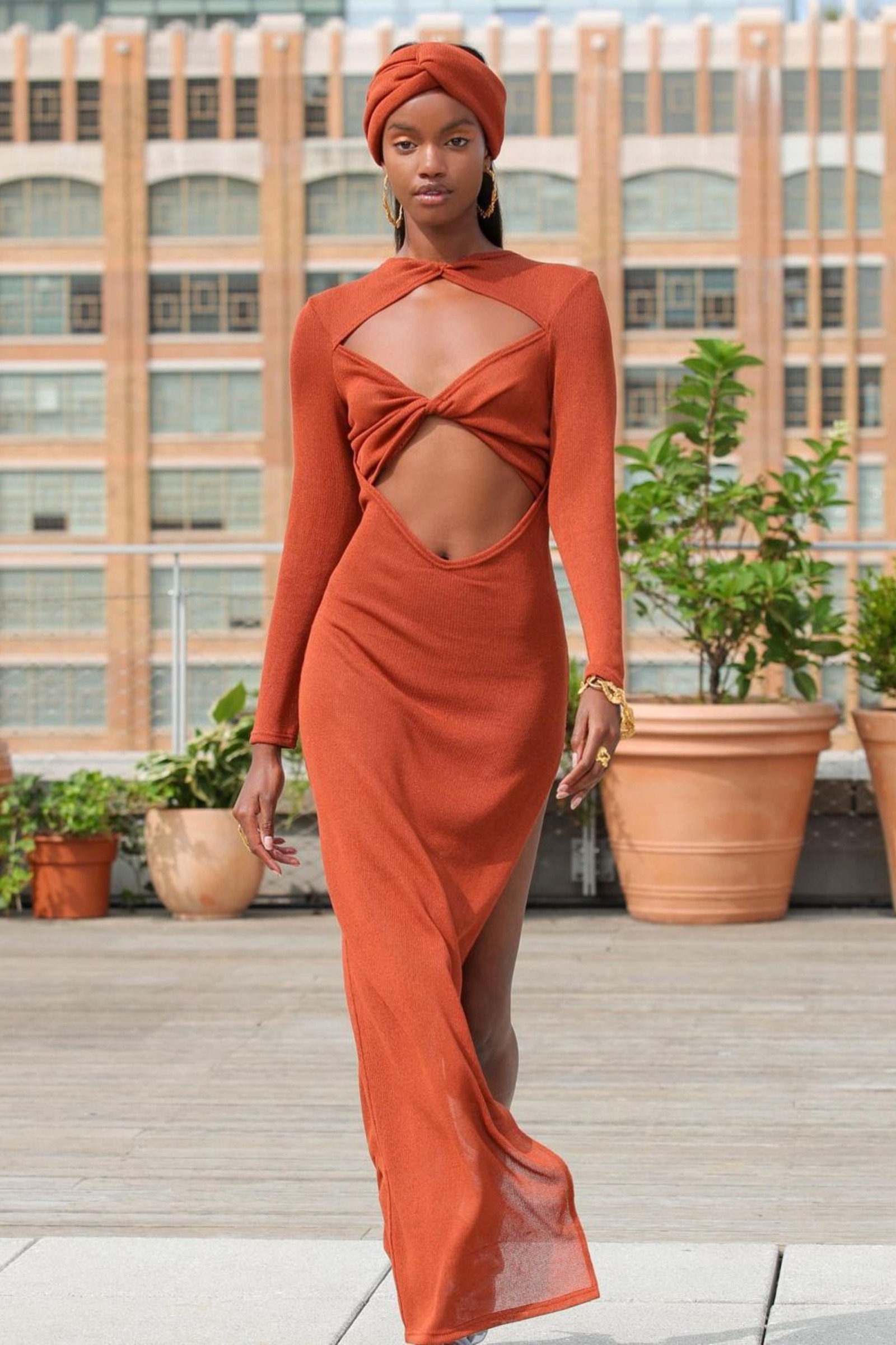 Rent BRONX & BANCO Cuts-Out Long Sleeve Dress in Dubai - Designer 24