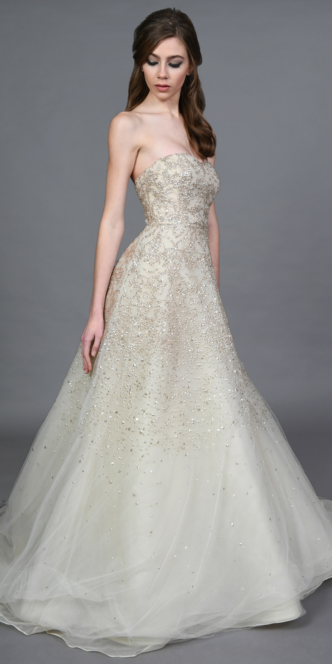 Rent Carolina Herrera Strapless A Line Tulle Gown With Veil