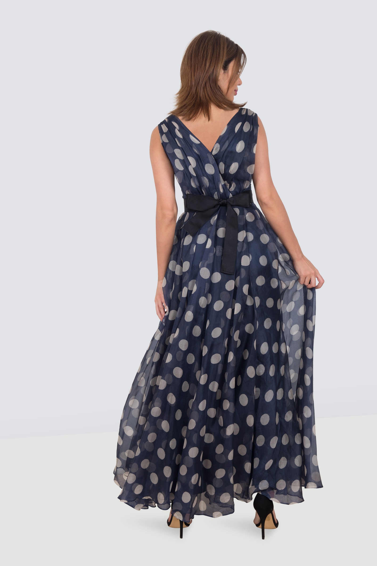 Rent CAROLINA HERRERA Flowy Polka Dot Belted Dress in Dubai - Designer 24