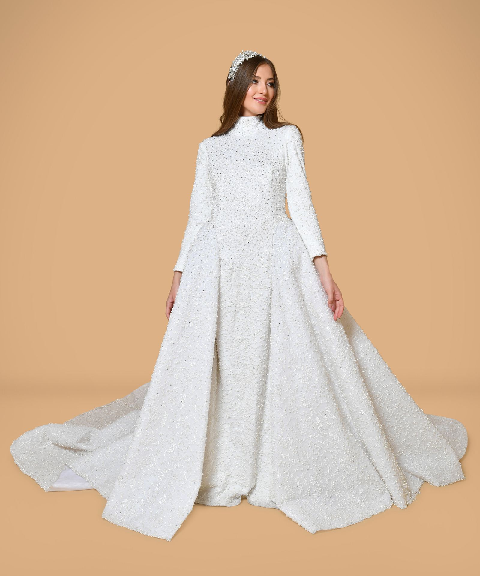 Rent Custom Made Long Sleeve Modest Bridal Gown In Lebanon