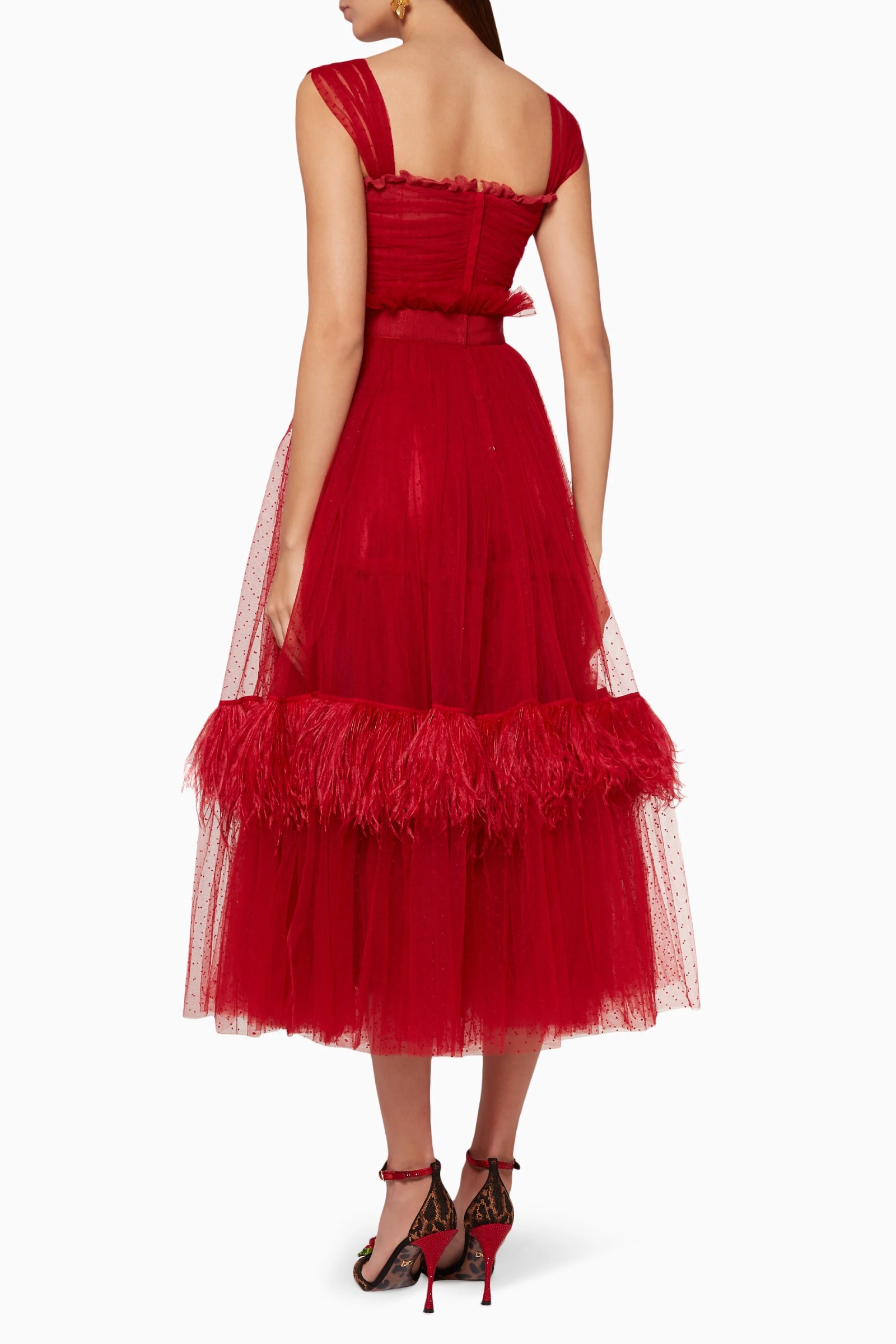 Rent DOLCE & GABBANA Ruffle Tulle & Feather Midi in Dubai - Designer 24