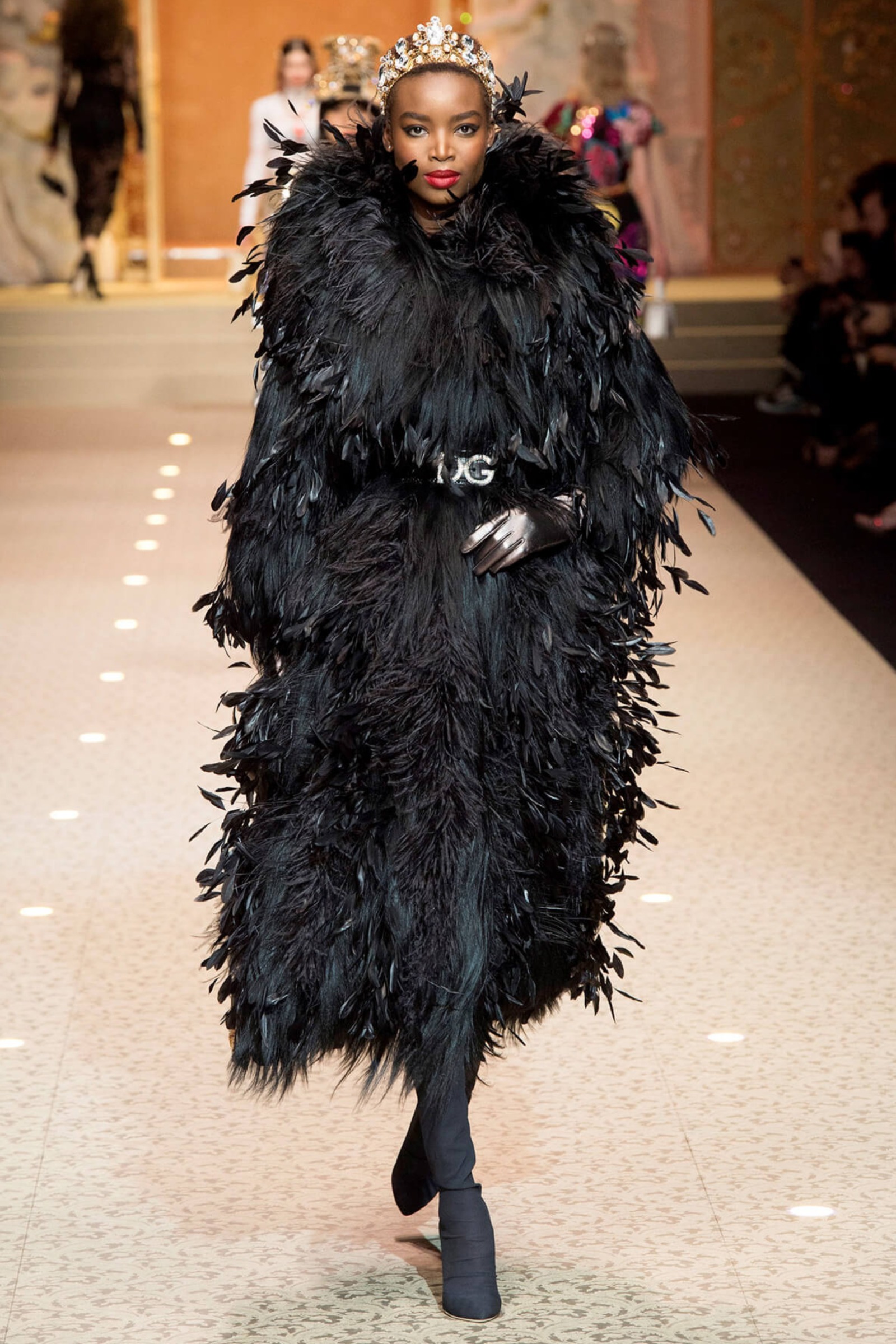 Rent DOLCE & GABBANA Feathers & Fur Long Coat in Dubai