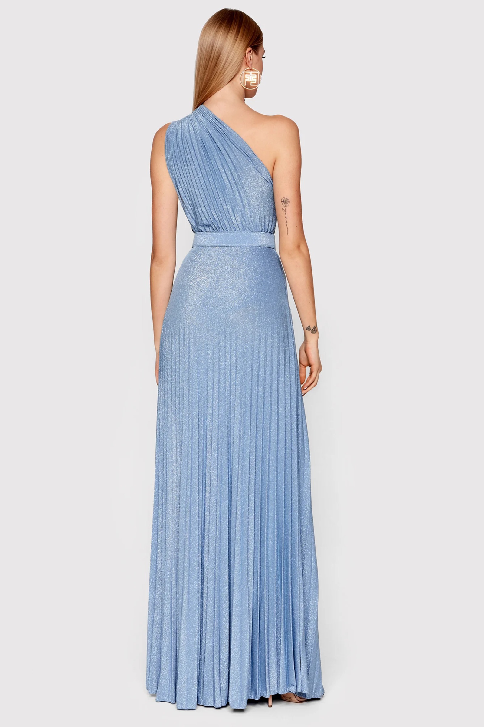 ELISABETTA FRANCHI 24AW ドレス-ロング ブルー系 エリザベッタ フランキ】ロング ドレス スパンコール ビスチェ