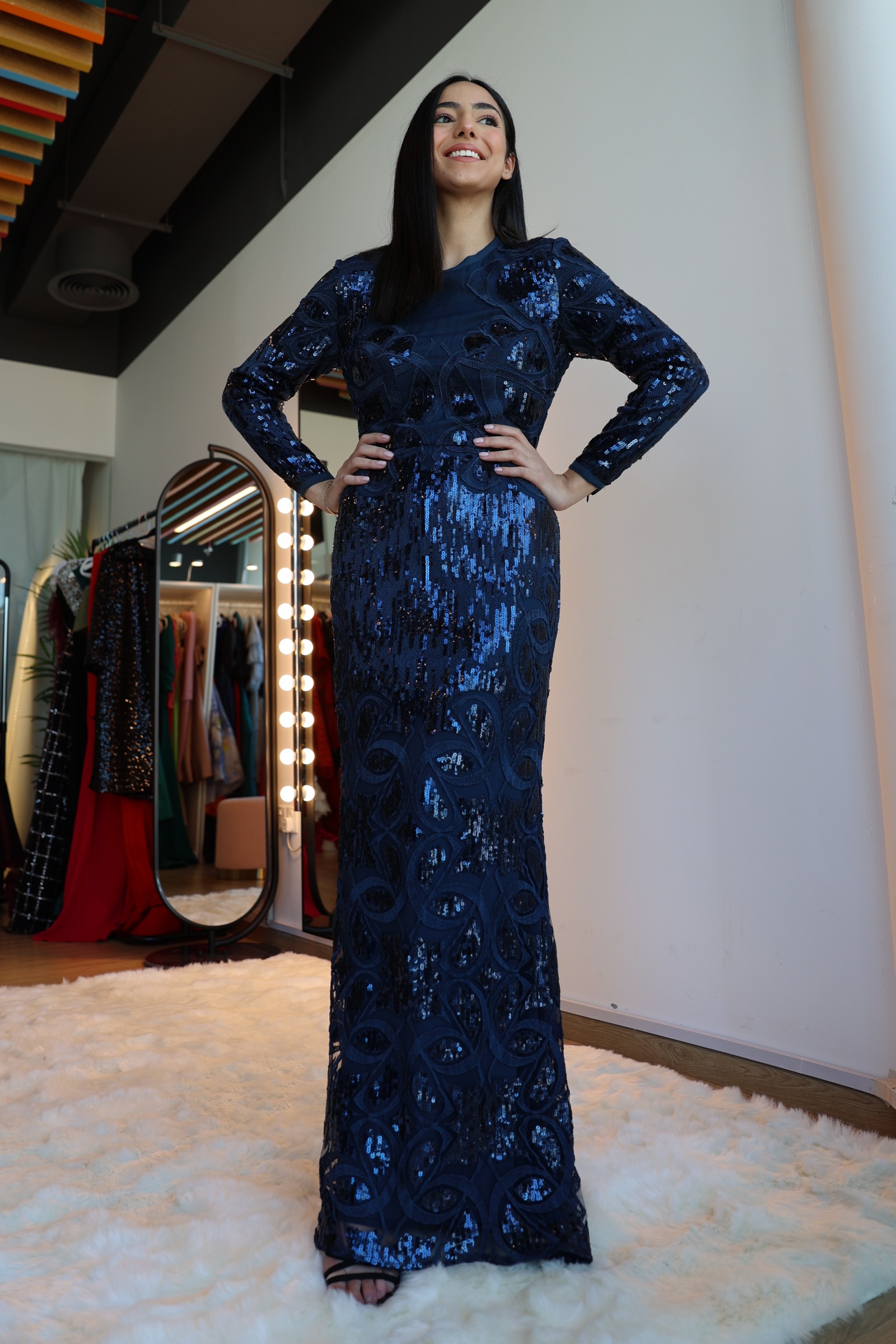 Elie Saab Navy Blue Prom Dresses