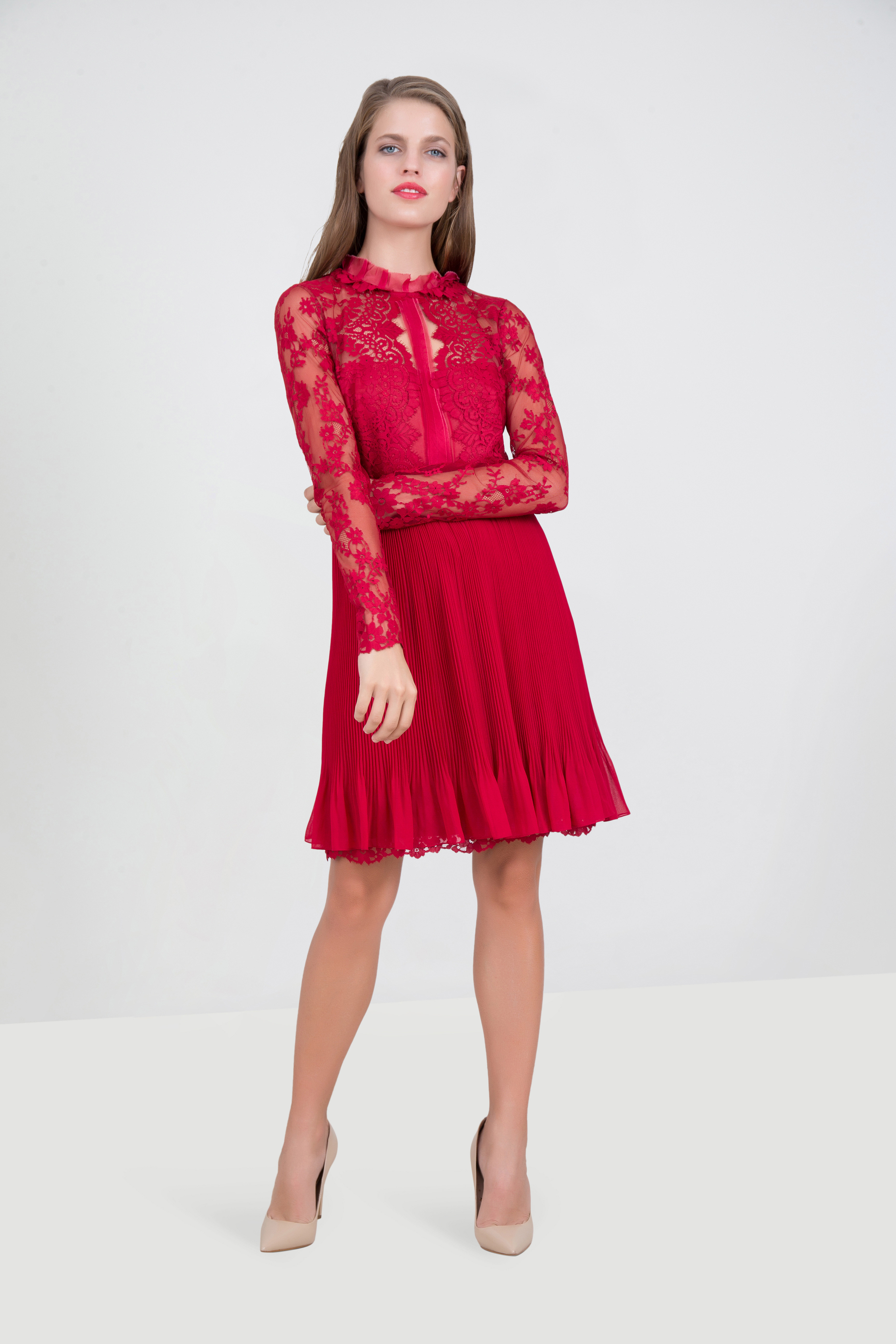 Marchesa notte hotsell red lace dress