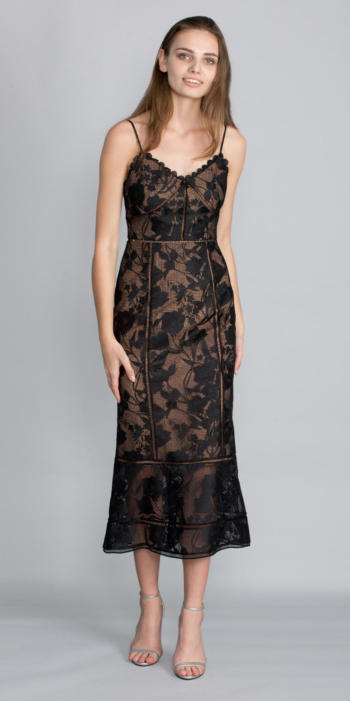 Rent MARCHESA NOTTE Sleeveless Lace Midi in Dubai - Designer 24