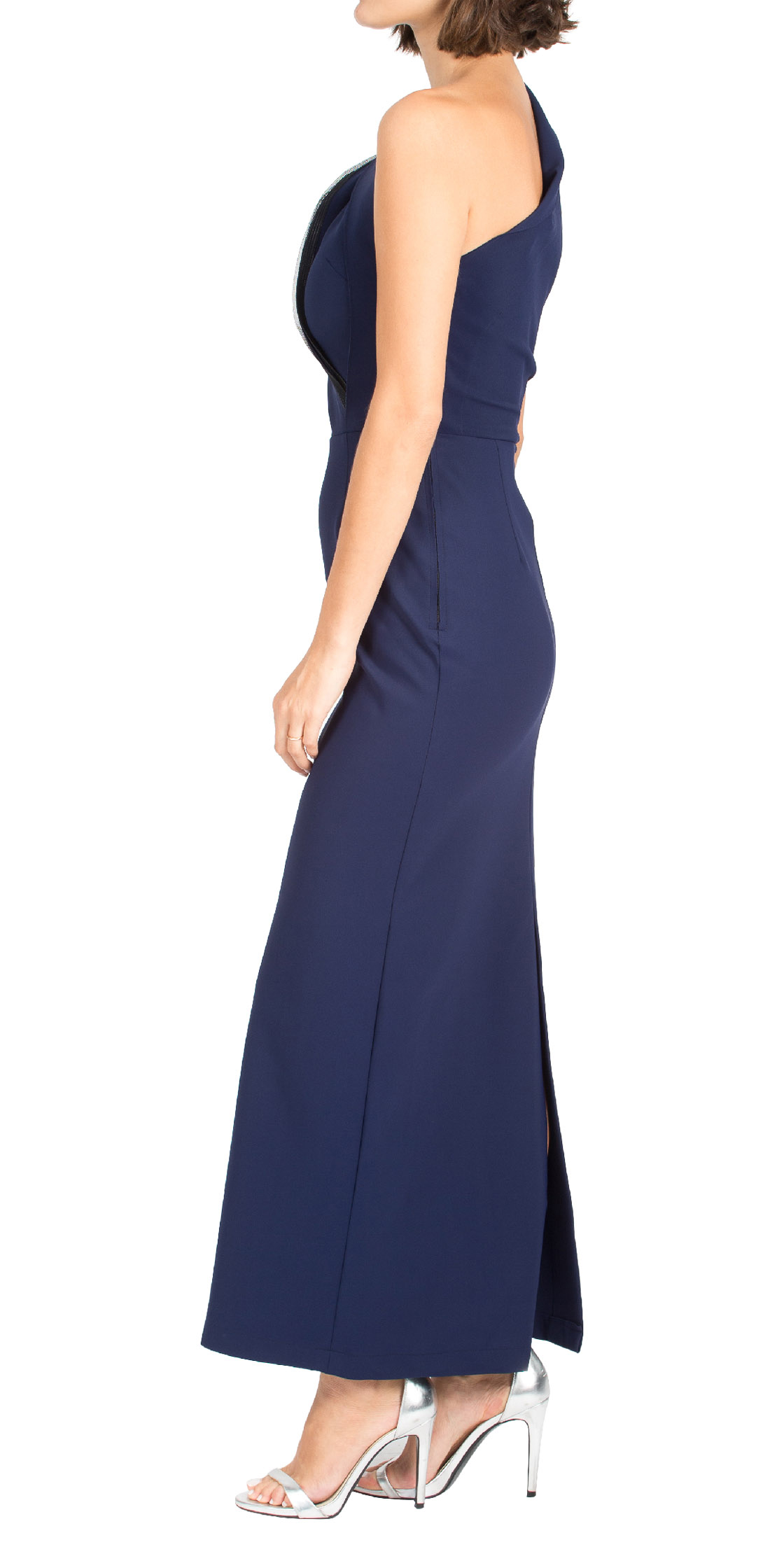 Rent GRETA CONSTANTINE One Shoulder Ruffle Trim Gown in Dubai