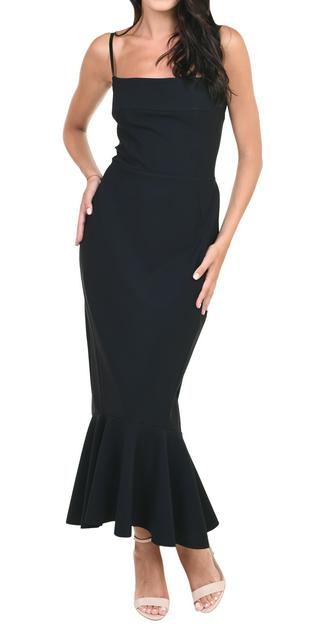 Greta ruffle hem midi dress online