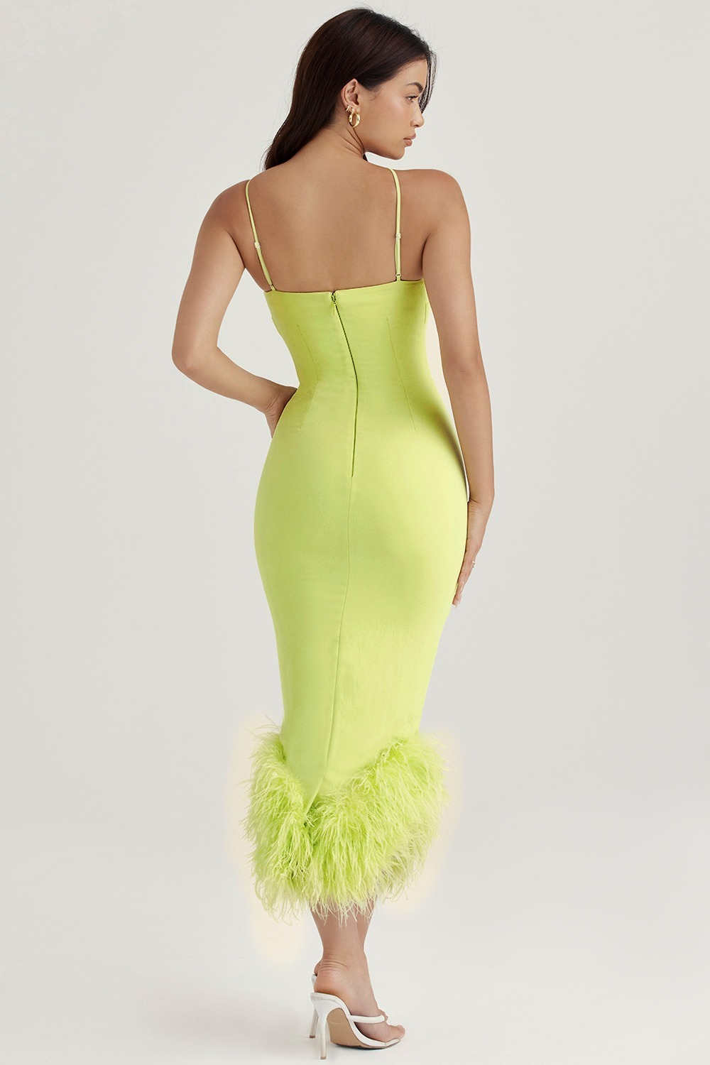 Rent HOUSE OF CB Midi Dress With Feathers in Dubai Designer 24