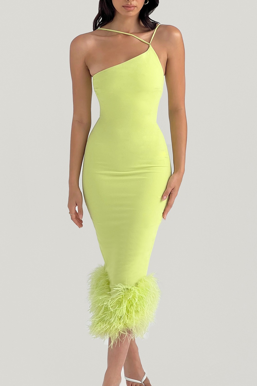 Rent HOUSE OF CB Midi Dress With Feathers in Dubai Designer 24