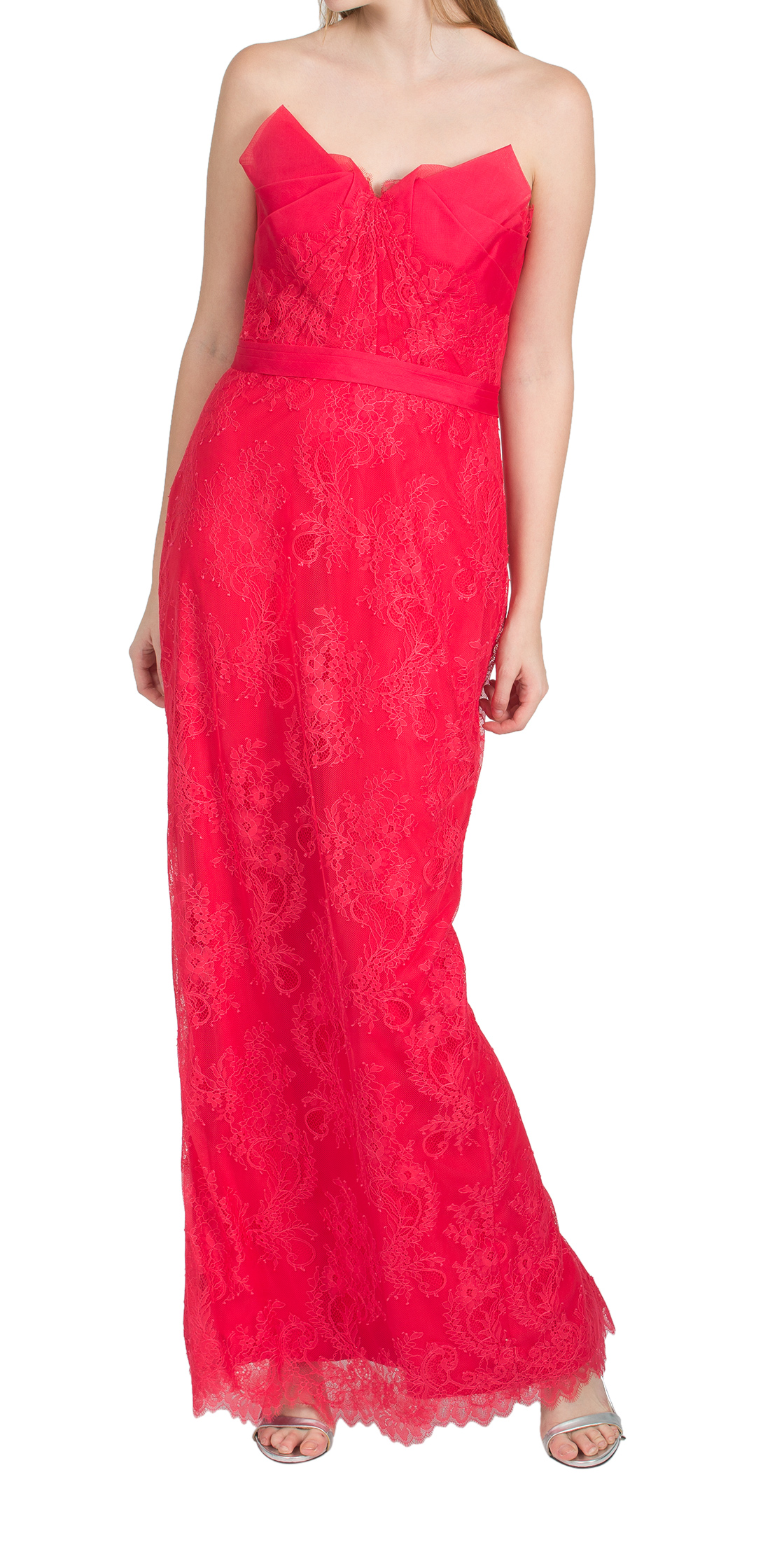 Marchesa silk organza plunge gown clearance