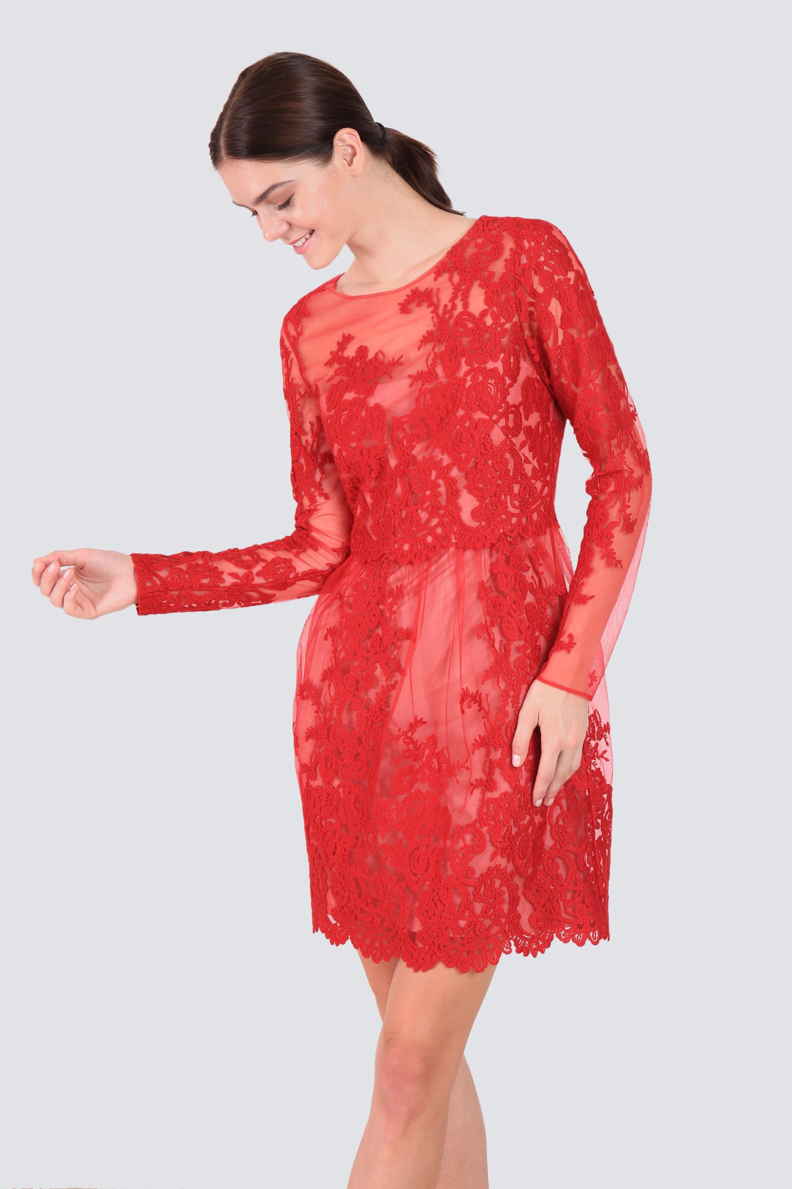 marchesa notte red lace dress