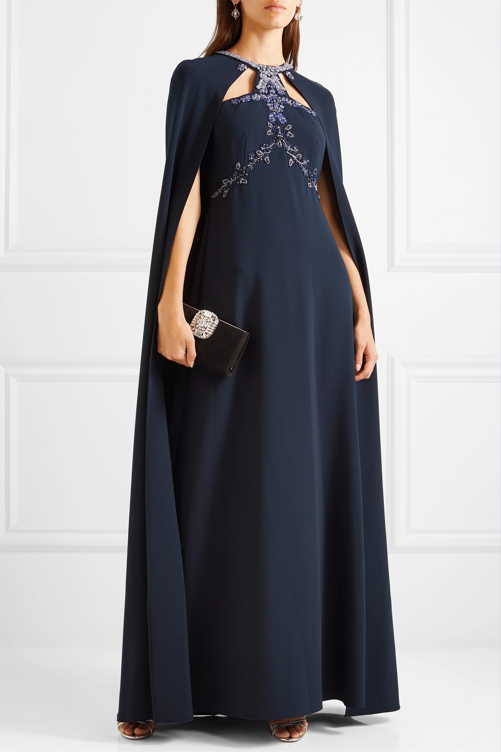 Rent MARCHESA NOTTE Navy Blue Halter Flowy Dress in Lebanon - Designer 24