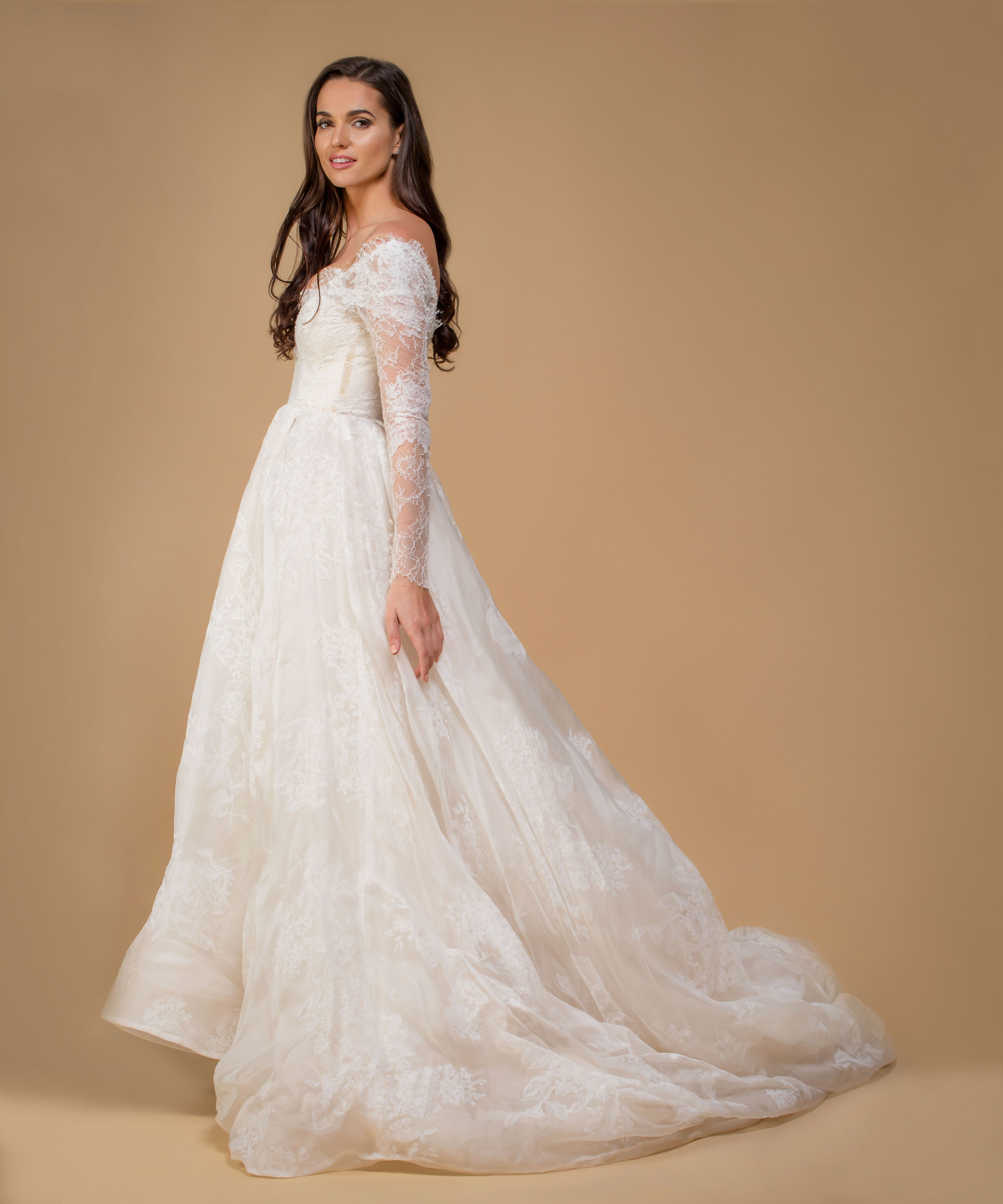 Rent Monique Lhuillier Off The Shoulder Lace Gown In Dubai