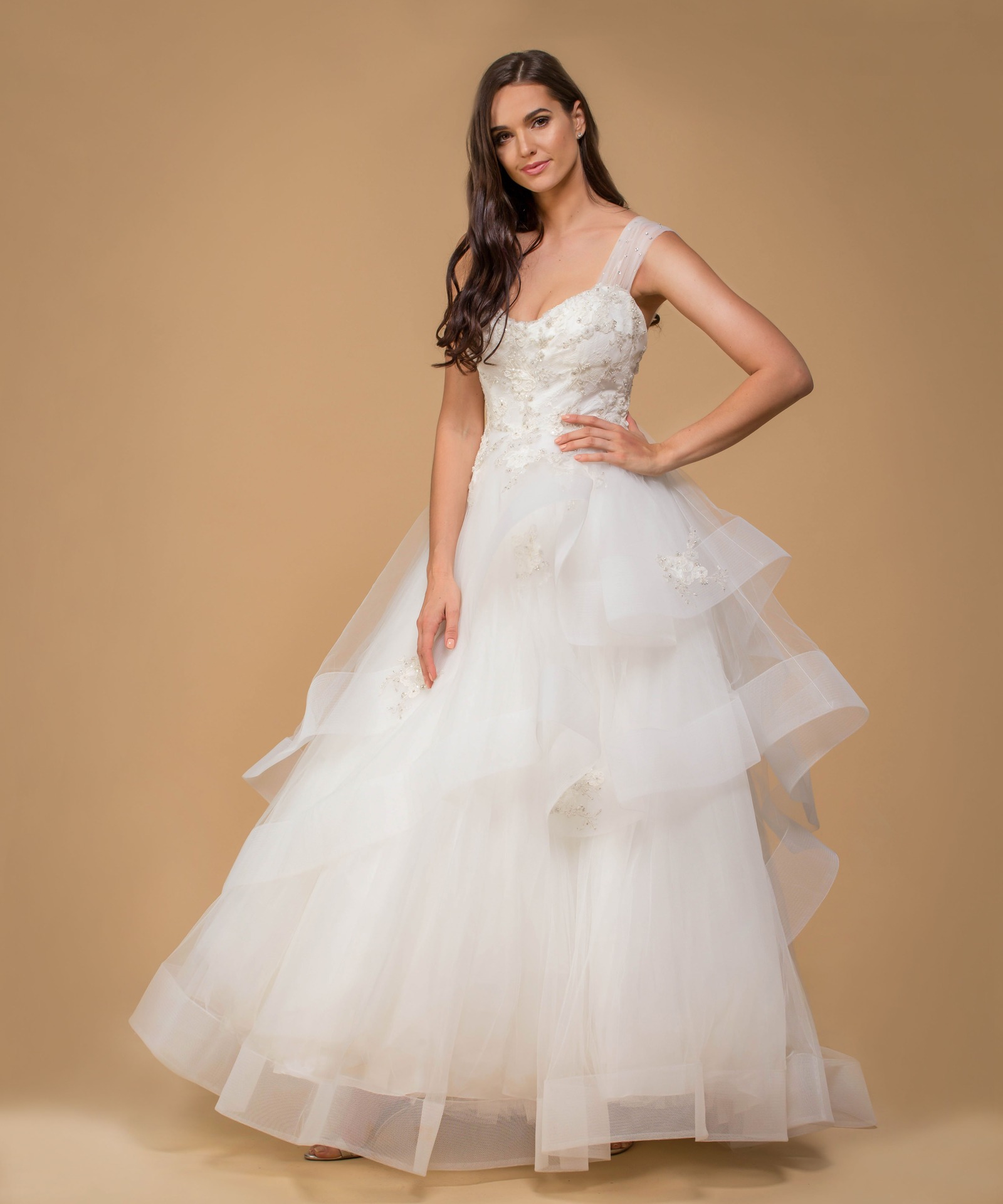 Rent Monique Lhuillier Lace Ruffled Gown In Dubai Designer 24