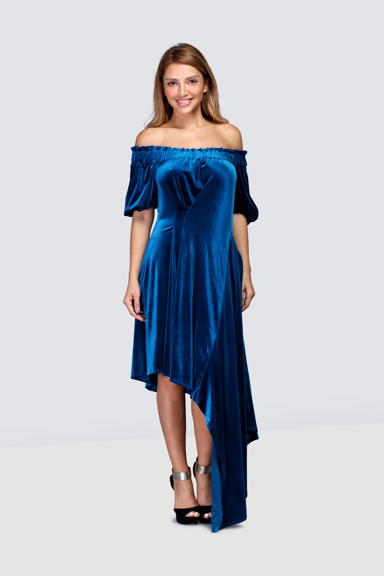 Rent PREEN BY THORNTON BREGAZZI Velvet off shoulder dress in Dubai