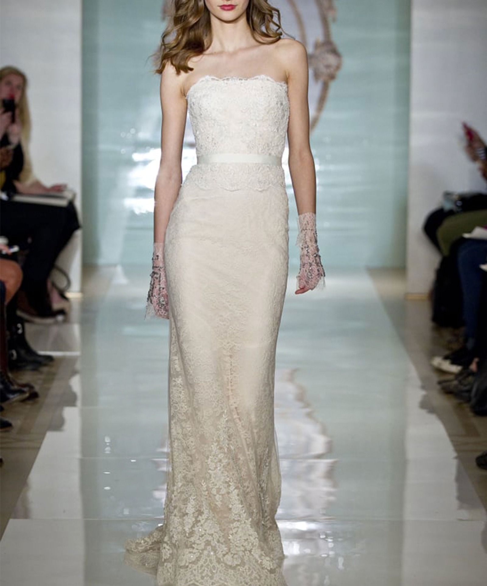Rent REEM ACRA Lace Belted Wedding Dress in Dubai - Designer 24