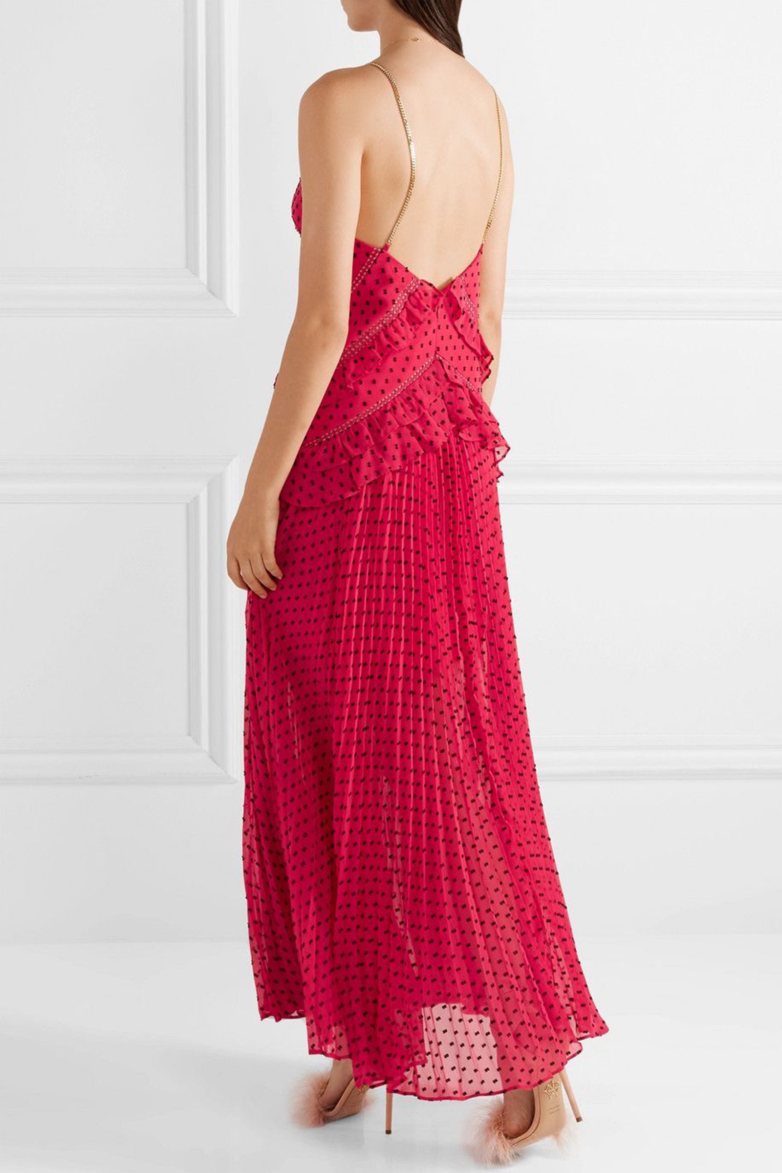 Rent SELF PORTRAIT Polka Dots Fuchsia Midi Dress in Lebanon