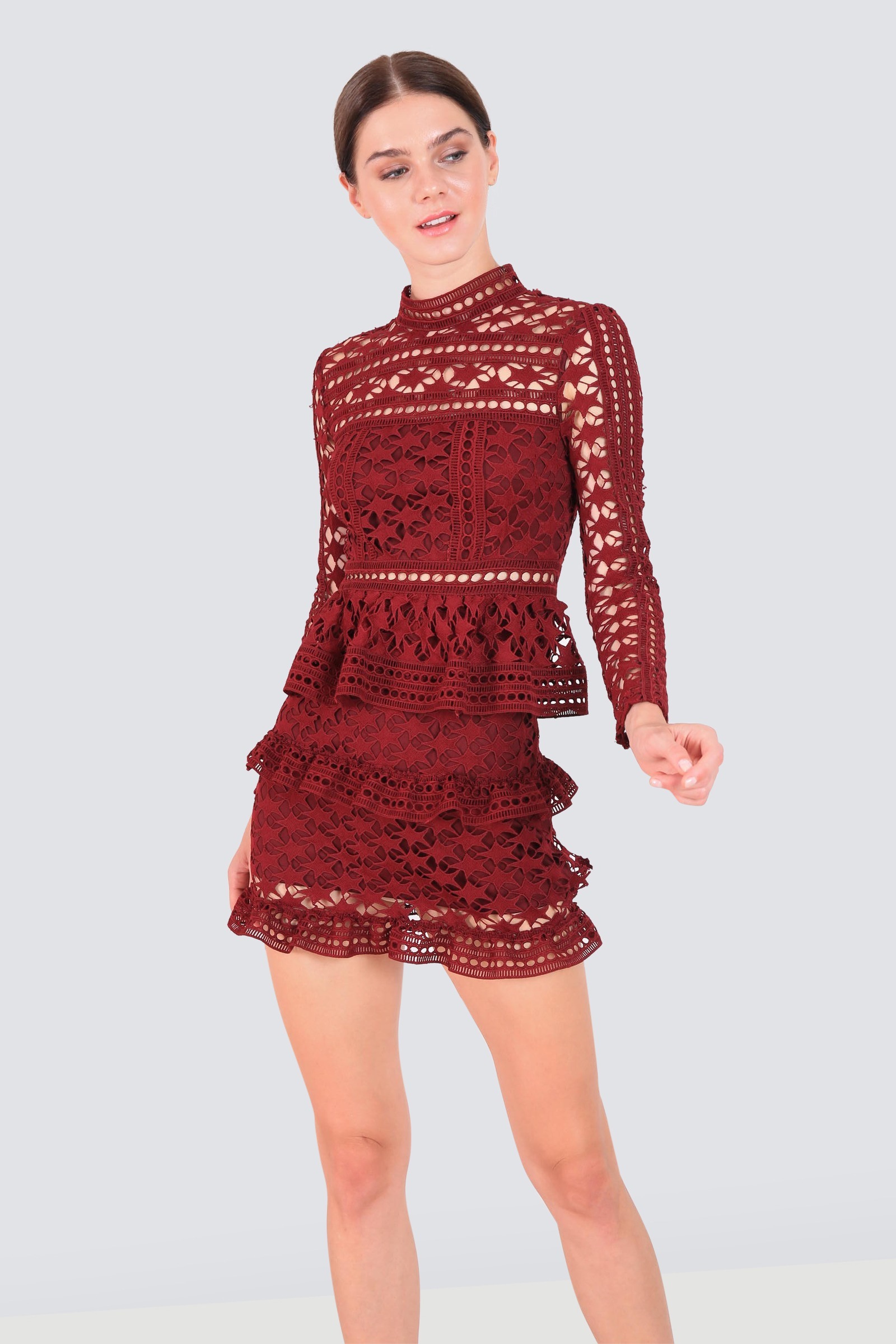 Self portrait high outlet neck star lace dress