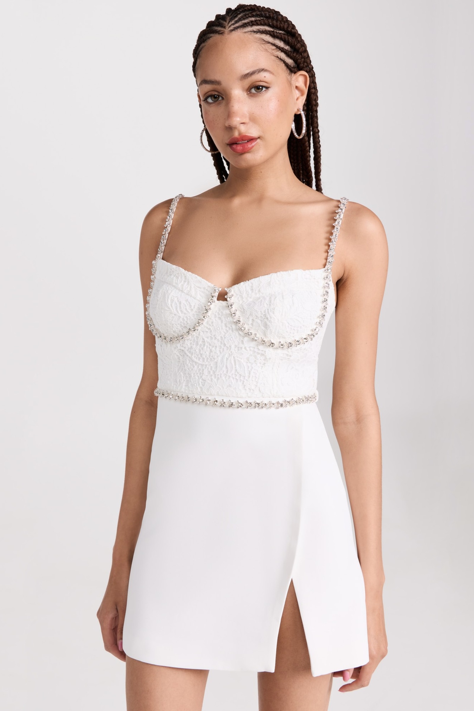 【送料&関税込】self-portrait Corset Dress Self-Portrait Embellished Tiered Corset Gown in Natural | Lyst
