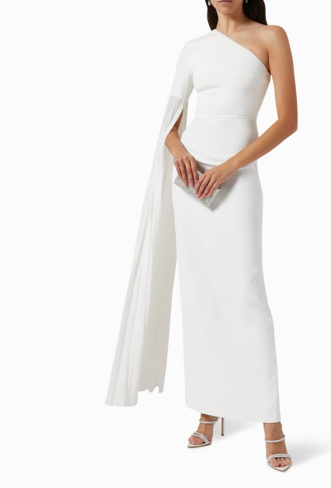 White One Shoulder Pleated Dress