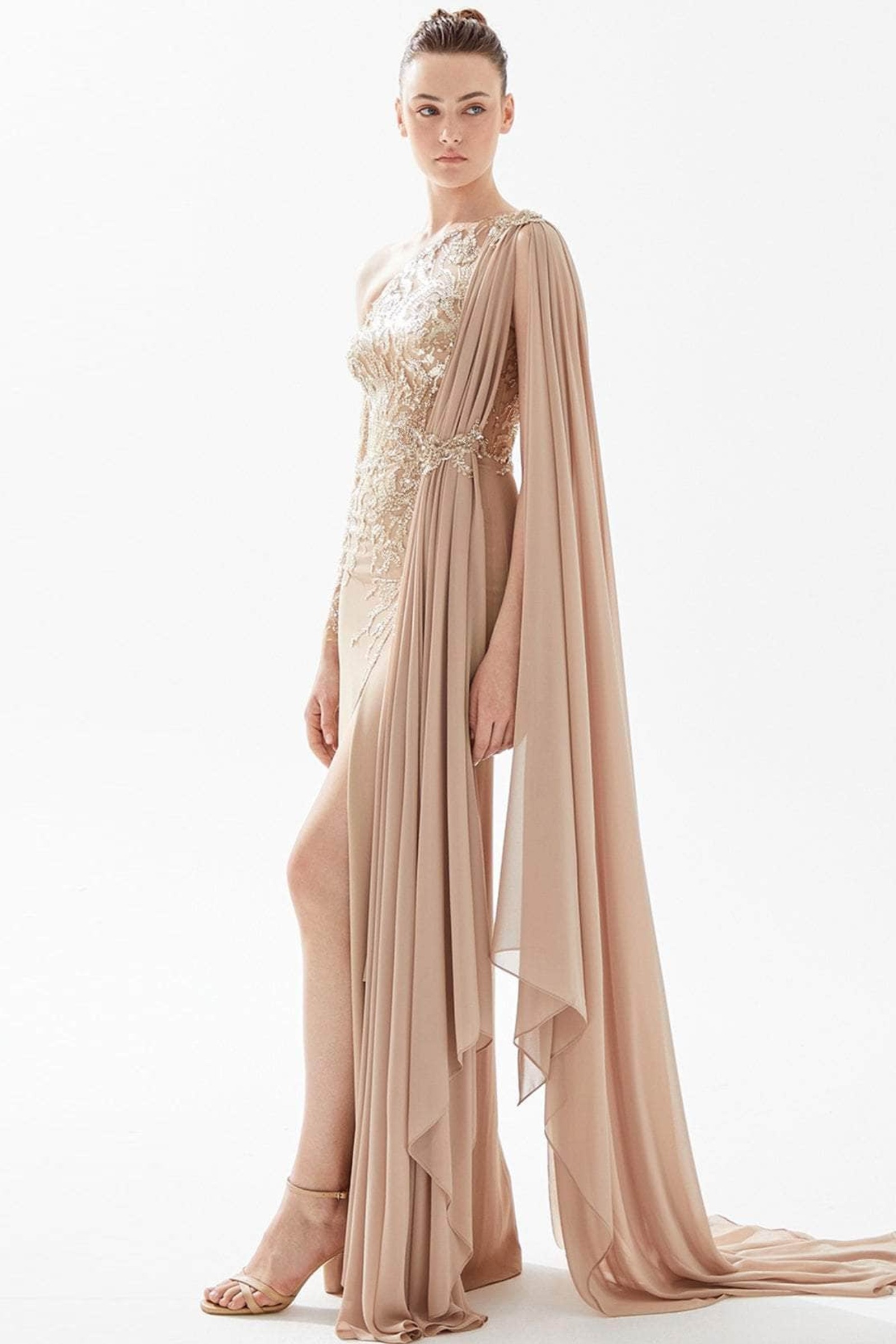 slim fit dress slacks Tarik Ediz 98808 - Long Jacquard A-Line Dress main image 1