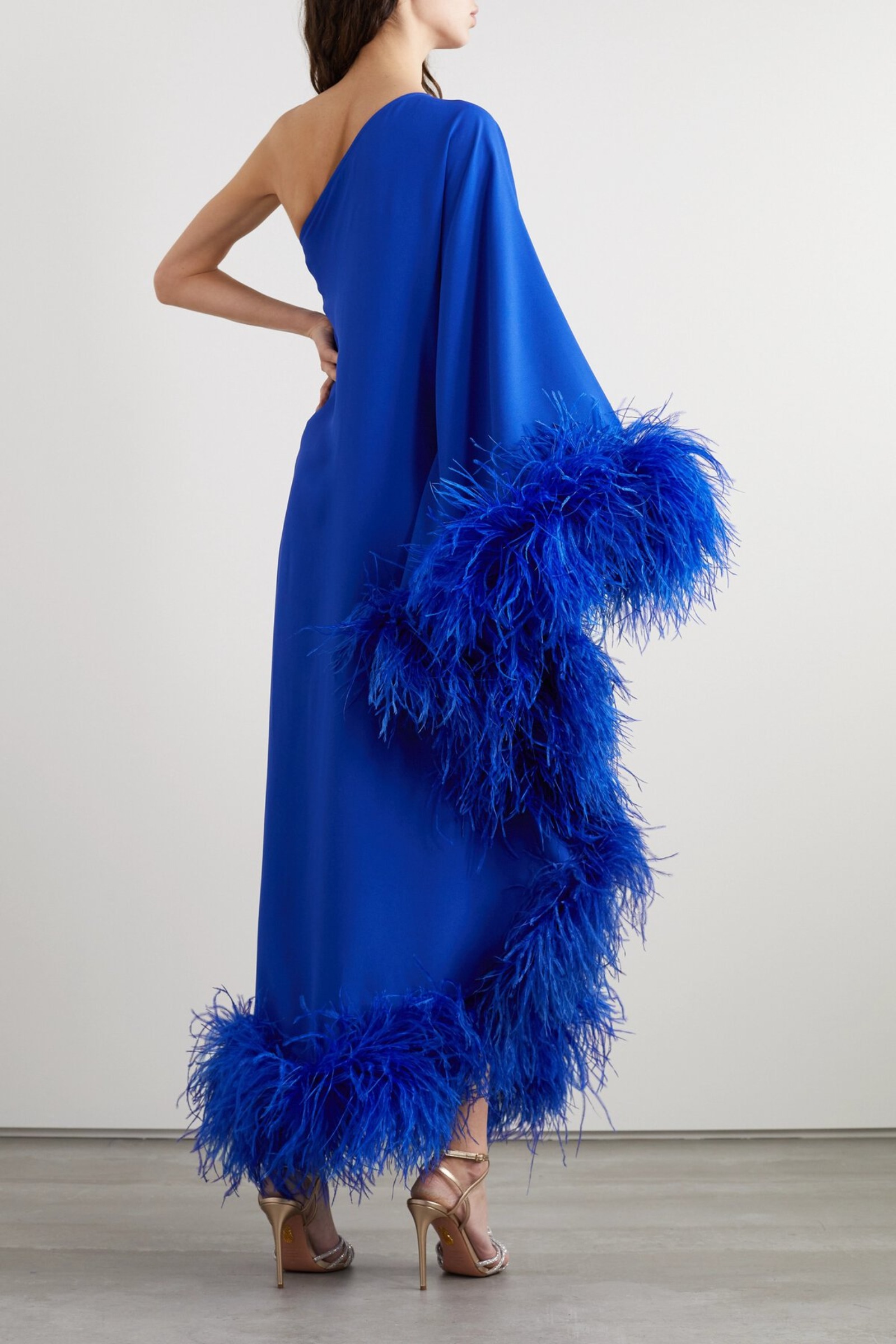 Rent TALLER MARMO One Shoulder Feather Crepe Dress in Dubai - Designer 24