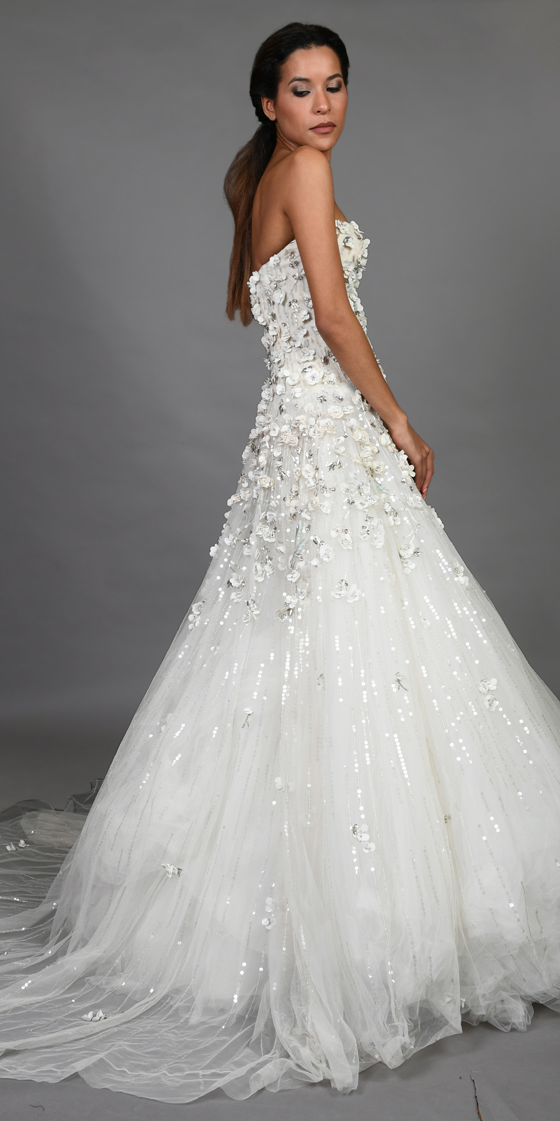 Rent Zuhair Murad Strapless Floral Appliqued Gown In Lebanon