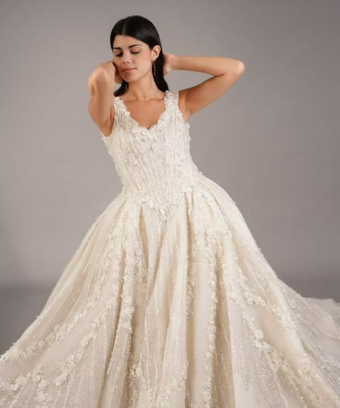 ZIAD NAKAD Off Shoulder Floral Bridal Gown